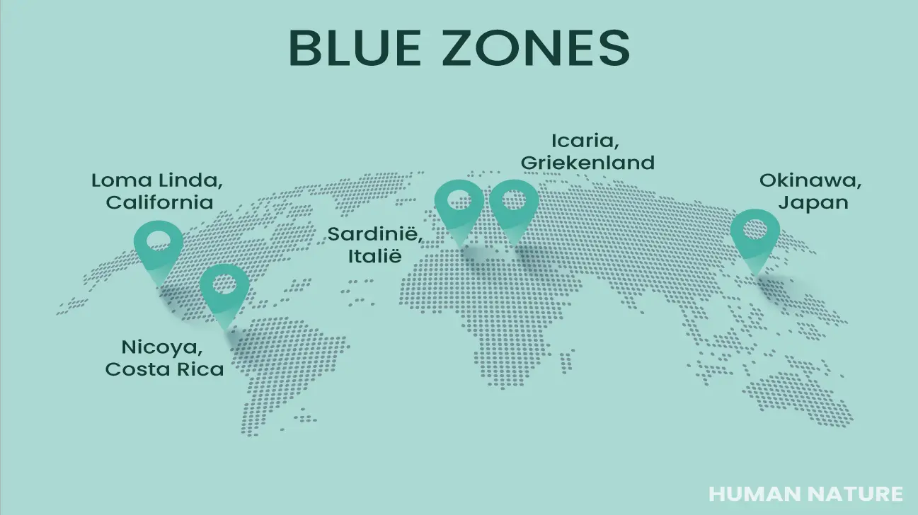 Blue zones wereldkaart