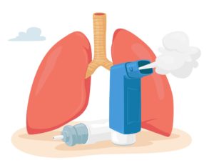 afbeelding van longen en inhaler