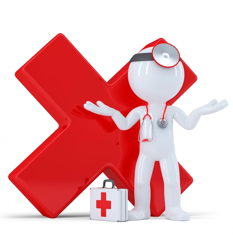 illustratie van een dokter pop met medische instrumenten met daarachter een groot rood kruis