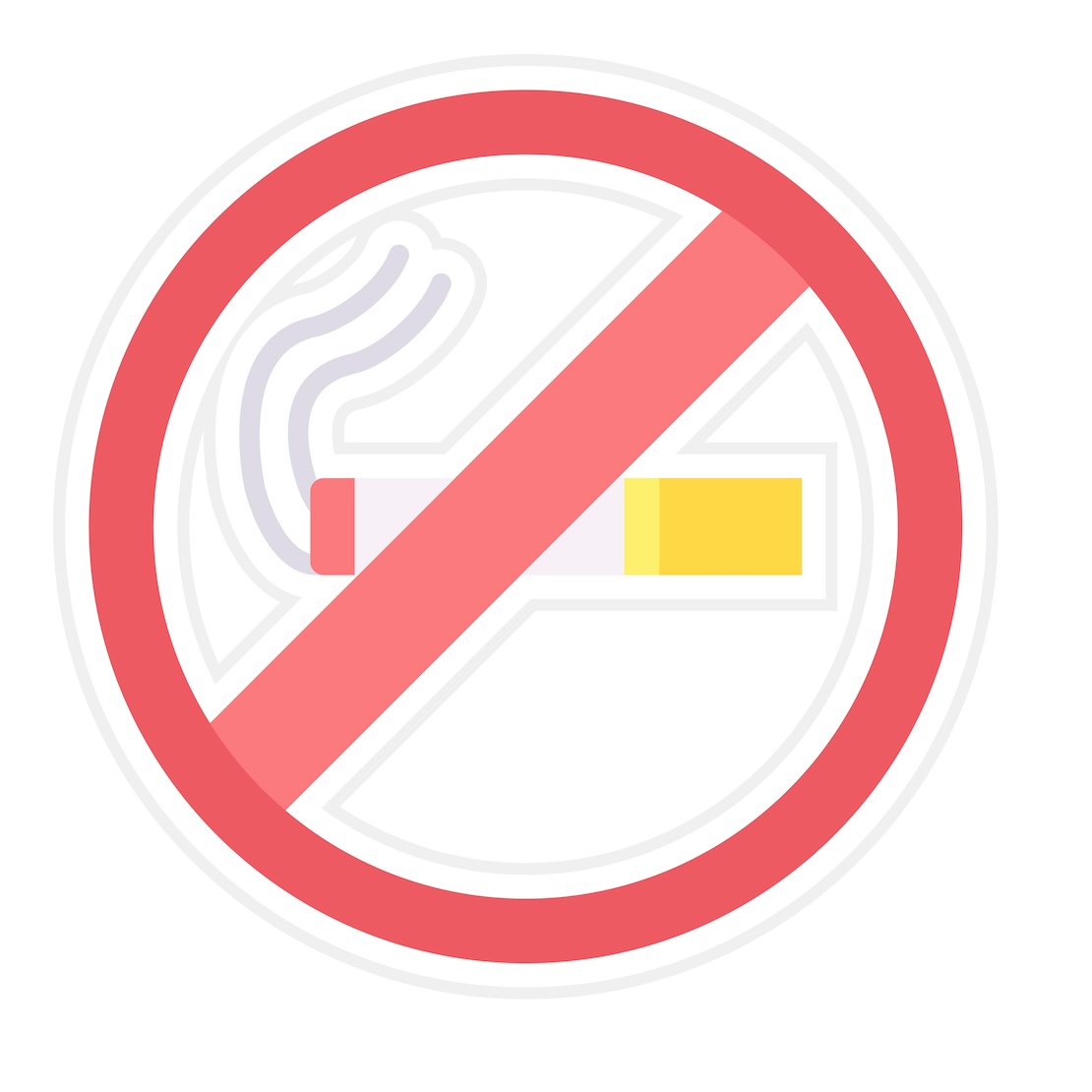 illustratie van een sigaret in een rode cirkel om te stoppen met roken