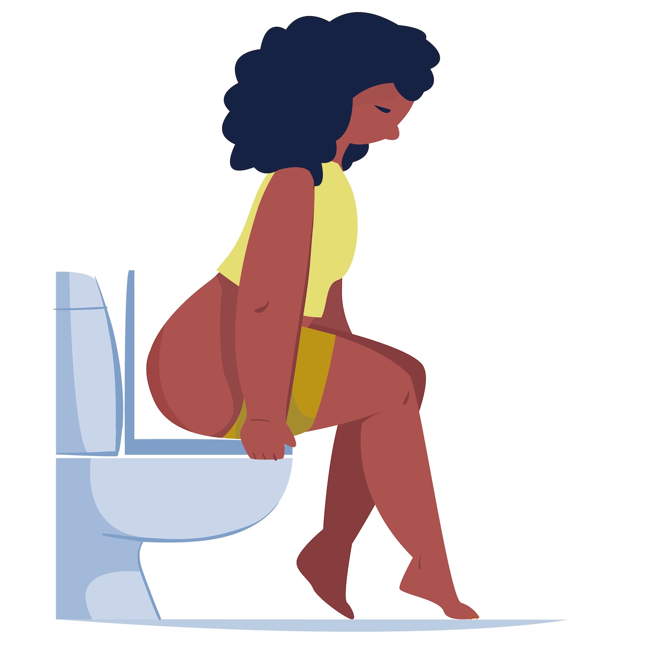 illustratie van vrouw die op toilet zit