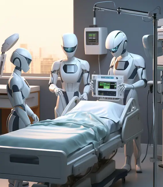 robot verpleegsters aan bed